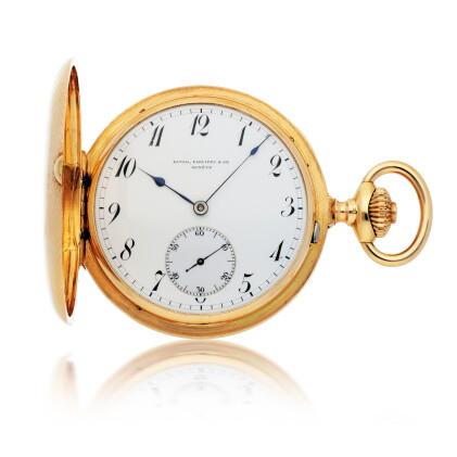 Catalog image of retailed by f. woroniecki, warsaw: yellow gold hunting-cased watch made in 1895