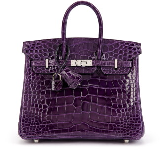 View 1 of Lot 3112: Amethyst Shiny Mississippiensis Alligator Birkin 25 Palladium Hardware, 2013