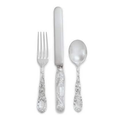 Catalog image of an american silver chrysanthemum pattern flatware service, tiffany & co., new y…