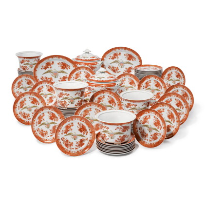 Catalog image of A MOTTAHEDEH 'ORANGE FITZHUGH' AMERICAN MARKET PART-DINNER SERVICE, CIRCA 1976