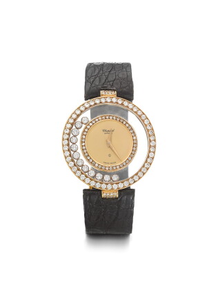 Catalog image of chopard | happy diamonds, a yellow gold and diamond set wristwatch circa 2005