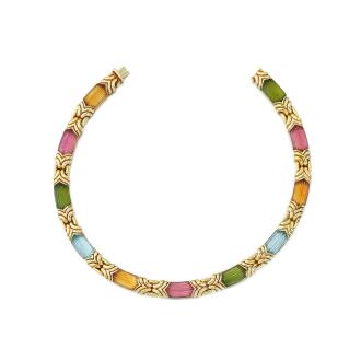 View 1 of Lot 148: Collier pierre de couleurs et or