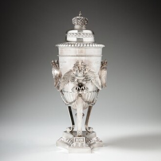 View 1 of Lot 98: A Fabergé silver imperial presentation trophy, Moscow, 1899-1908