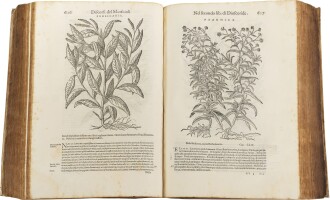 View 1 of Lot 154: Mattioli, Discorsi, Venice, Valgrisi, 1585, contemporary limp vellum gilt