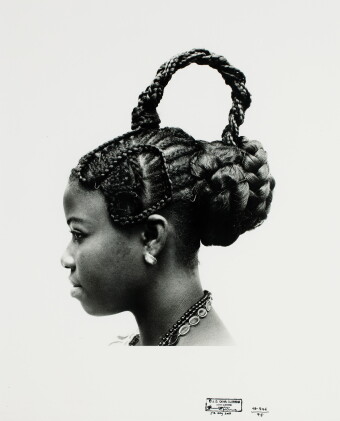 Catalog image of j.d. ‘okhai ojeikere | abebe (hairstyles), 1975
