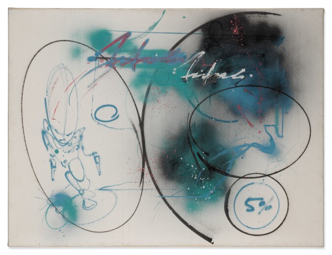 View 1 of Lot 18: 5% Solution. Done by FUTURA for his friend, Crazy Legs, signed and inscribed by the artist to verso, 1983.