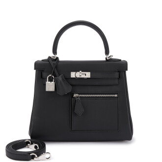 View 1 of Lot 526: Limited Edition Black Swift Colormatic Kelly 25 Retourné Palladium Hardware, 2025