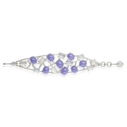 Catalog image of moonstone, lavender jadeite and diamond bracelet, michele della valle
