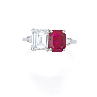 View 1 of Lot 10: Ruby and Diamond Ring