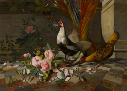 Catalog image of Still Life with Exotic Fowl, Roses and Butterflies