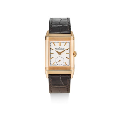 Catalog image of jaeger-lecoultre | reverso, reference 213.2.d4, a pink gold dual time zone reve…