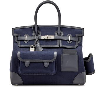View 1 of Lot 2: Bleu Marine Toile Goeland and Black Swift Cargo Birkin 35 Palladium Hardware, 2022