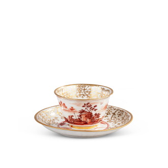View 1 of Lot 551: A Meissen porcelain iron-red camaïeu teabowl and saucer, circa 1728