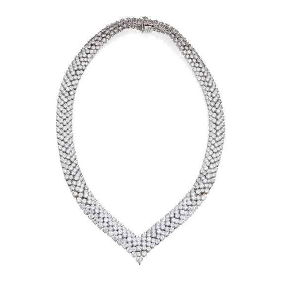 Platinum, 18 Karat White Gold and Diamond Necklace-Bracelet Comb