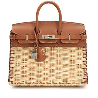 View 1 of Lot 26: Limited Edition Gold Swift and Naturel Osier Wicker Picnic Birkin 25 Palladium Hardware, 2024