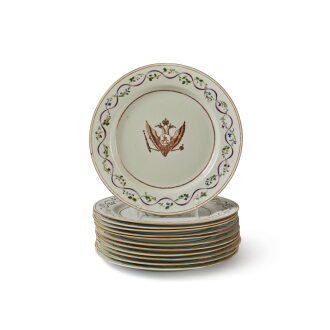 View 1 of Lot 722: An Assembled Set of Twelve Chinese Export Royal Armorial 'Catherine the Great' Plates, Qing Dynasty, Qianlong Period, circa 1785