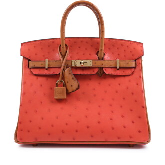 View 1 of Lot 11: Capucine and Gold Ostrich Birkin 25 HSS Gold Hardware, 2023