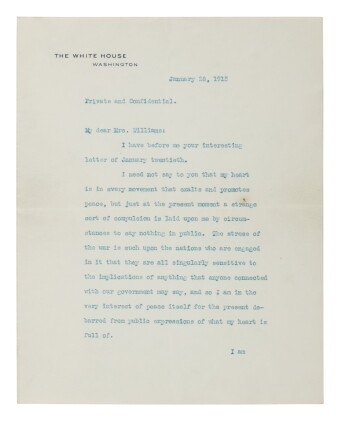 Catalog image of woodrow wilson | woodrow wilson confides to a pacifist supporter that the invol…