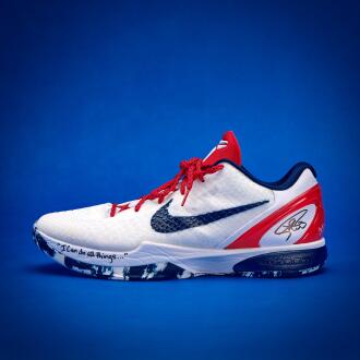 View 1 of Lot 17: Stephen Curry 2025-2026 Warm Up and Game Worn Dual-Signed and Inscribed Nike Kobe 6 Protro 'Team USA' PE | Double-Double