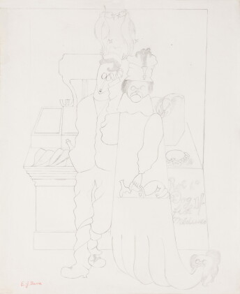 Catalog image of edward burra | two figures at fish stall