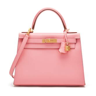 View 1 of Lot 39: Rose Confetti and Mykonos Epsom HSS Sellier Kelly 28 Gold Hardware and Custom Interior Pocket, 2016