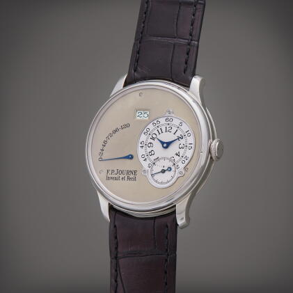 Catalog image of Octa Réserve de Marche | A platinum wristwatch with date, power reserve indicat…