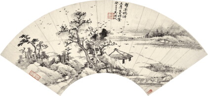 Catalog image of Wu Hufan 吳湖帆 | Pavilion by the River 郵亭鴉語