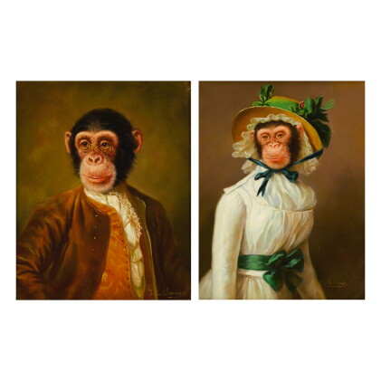 Catalog image of james goodwyn clonney monkey portraits: a pair