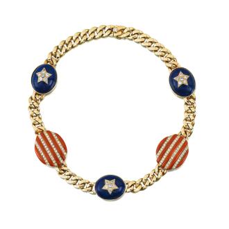 View 1 of Lot 119: Collier corail, lapis-lazuli et diamants "Stars and Stripes" 