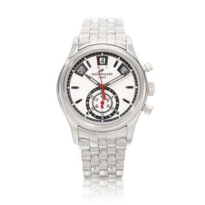 Catalog image of Ref. 5960/1A-001 Stainless steel flyback chronograph annual calendar wristwatch…
