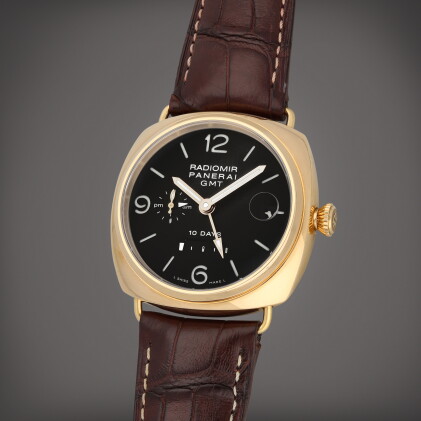 Catalog image of Radiomir 10 Days GMT, Reference PAM00273 | A pink gold dual time zone wristwatc…