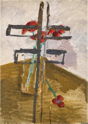 Catalog image of double cross with red flowers