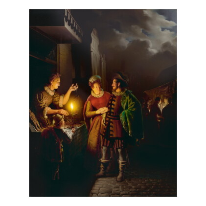 Catalog image of petrus van schendel | a gingerbread seller by candlelight
