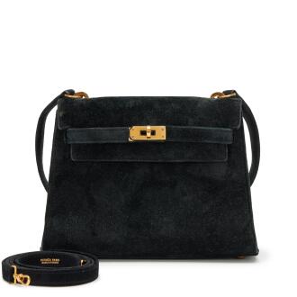 View 1 of Lot 11: Vintage Black Veau Doblis Mini Shoulder Kelly Gold Hardware, 1990s