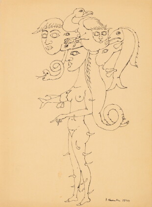 Catalog image of Femme à la coiffe (Variation originale autour du thème de la femme rose-croix),…