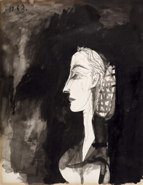 View 1 of Lot 38: Profil gauche de femme avec résille dans les cheveux