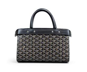 View 1 of Lot 36: Black Goyardine Canvas and Calfskin Jersey PM Silver Hardware, Cir 2005