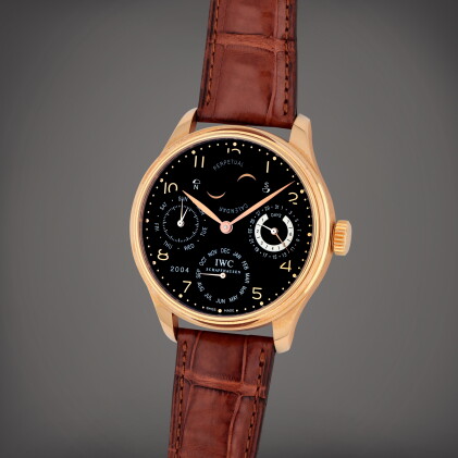 Catalog image of Portuguese, Reference 502103 | A pink gold perpetual calendar wristwatch with N…