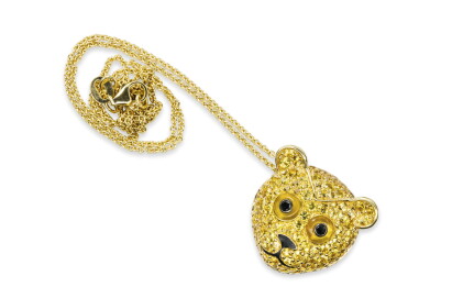 Catalog image of yellow sapphire, agate and diamond pendant, 'orso', michele della valle