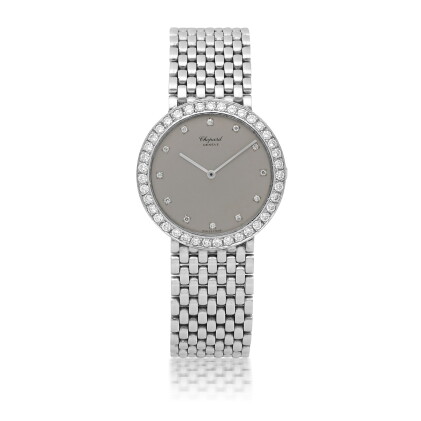 Catalog image of chopard | platinum diamond-set bracelet watch, circa 1980
