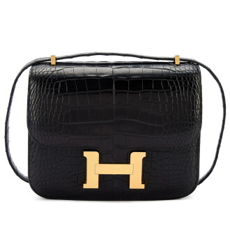 View 1 of Lot 9768: Black Matte Mississippiensis Alligator Mini Constance 18 Gold Hardware, 2021