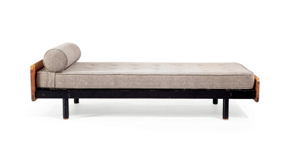 Catalog image of SCAL no. 452 bed with swivelling shelf, designed in 1952