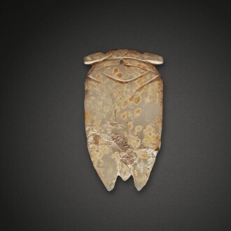 View 1 of Lot 523: A glass figure of a cicada, Han dynasty | 漢 琉璃蟬