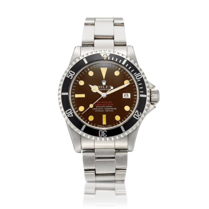 Catalog image of 'Double Red' Sea-Dweller, Ref. 1665 Stainless steel wristwatch with date, 'trop…