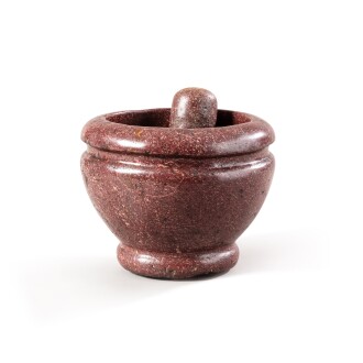 View 1 of Lot 18: An Egyptian porphyry mortar and pestle, Italy, 17th century  |  Mortier et pilon en porphyre égyptien, XVIIeme siècle