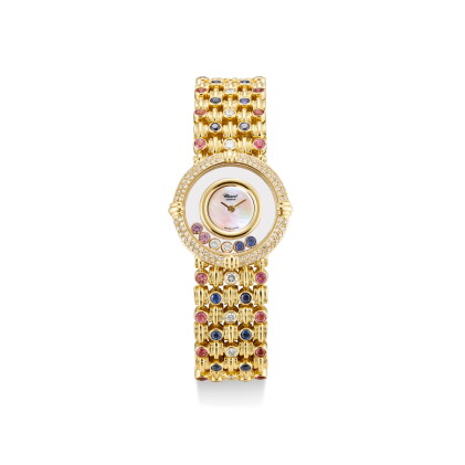 Catalog image of chopard | happy diamonds, reference 20/5546 a yellow gold diamond, sapphire and…
