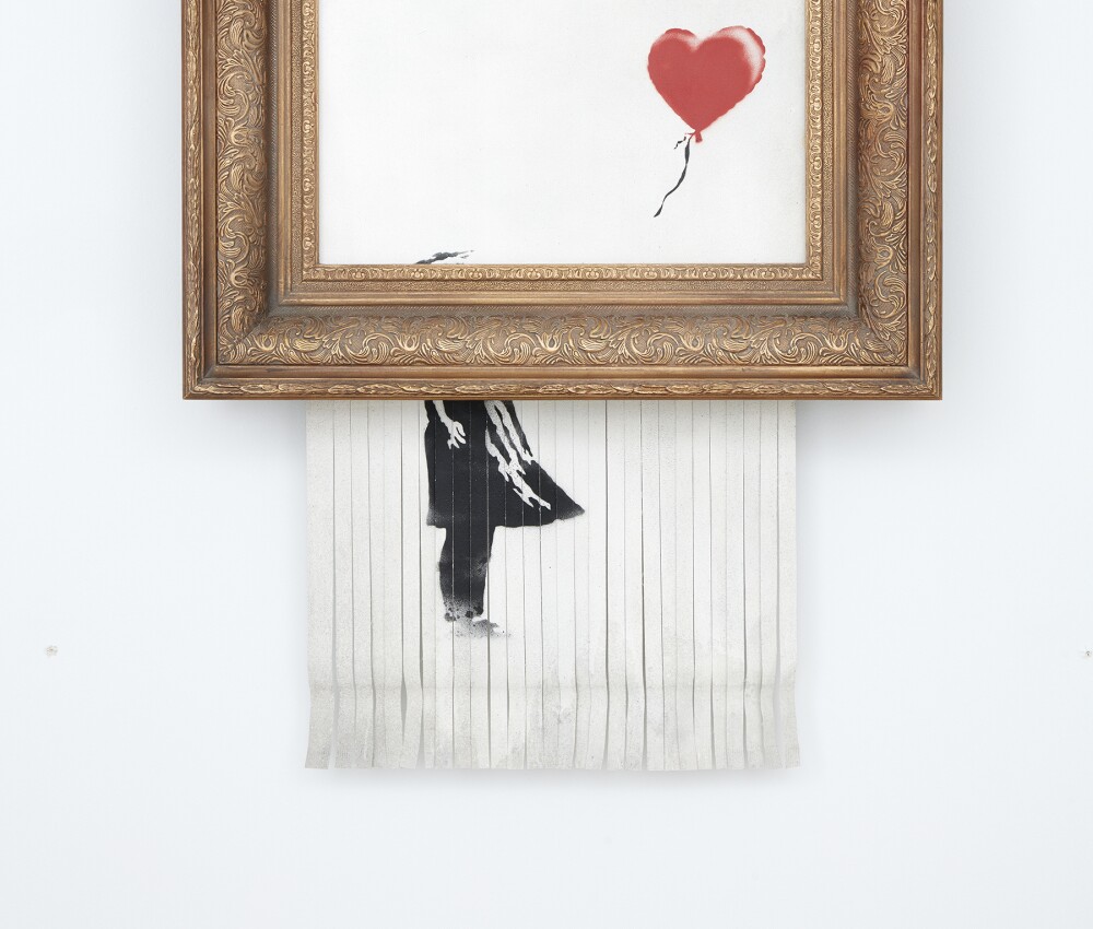 Latest Banksy Artwork 'Love is in the Bin' Created Live at Auction | Contemporary Art | Sotheby's