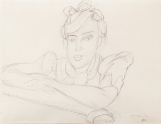 View 1 of Lot 47: Buste de femme au chapeau, accoudée sur le lit de repos