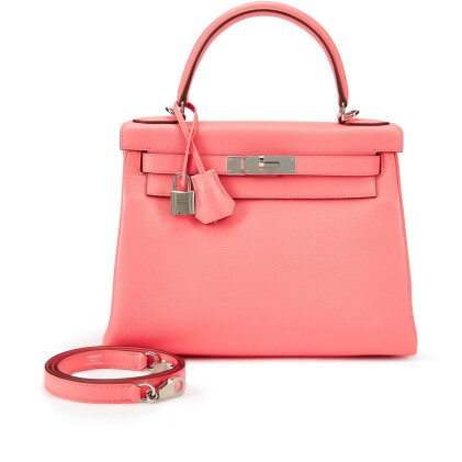 View 1 of Lot 990: Limited Edition Rose D’ete Evercolor and Rouge Exotique Verso Kelly 28 Retourne Palladium Hardware, 2020