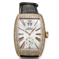 1025. A PINK GOLD AND DIAMOND-SET AUTOMATIC WRISTWATCH WITH DATE